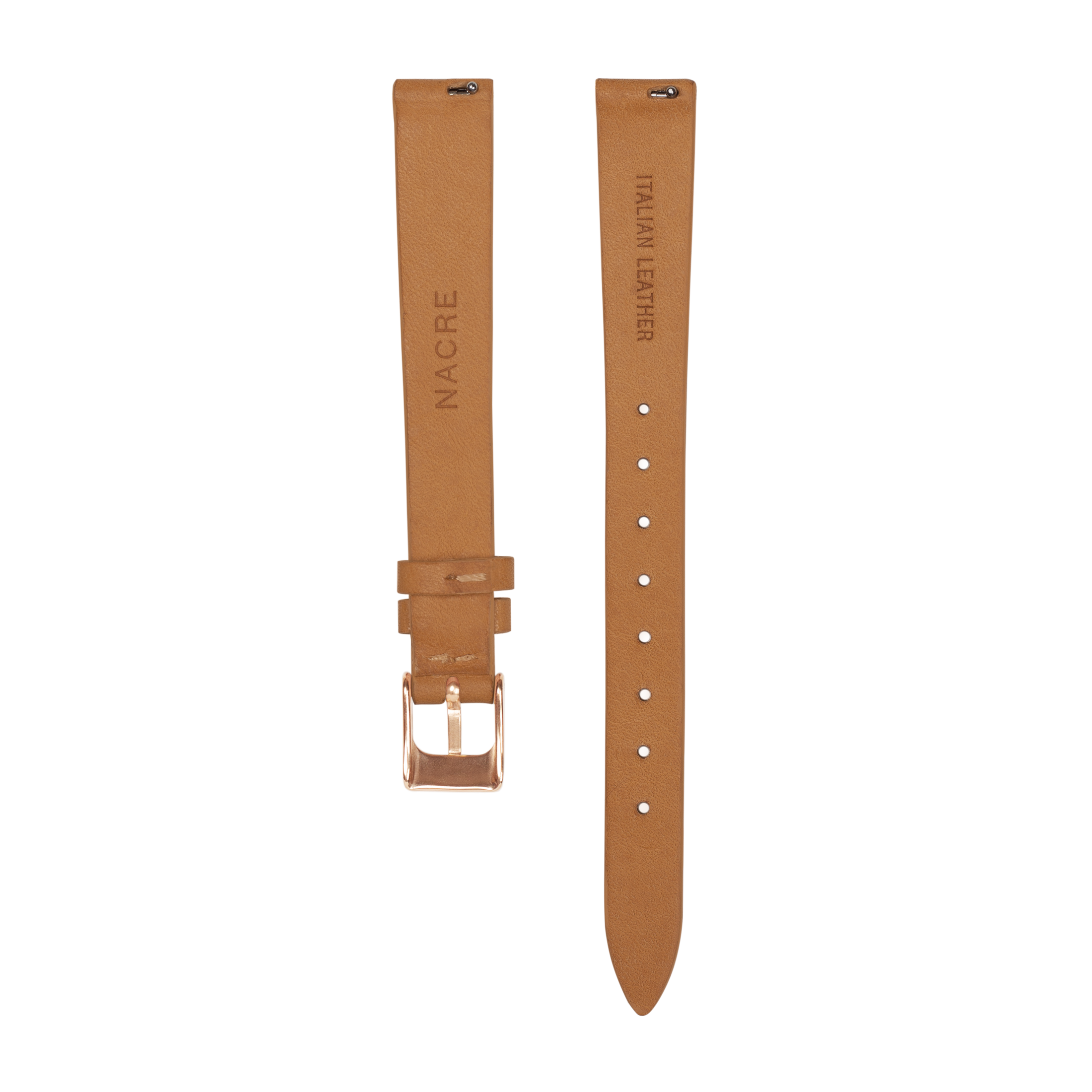 Strap - Italian Leather - Natural Leather - Rose Gold - 12mm